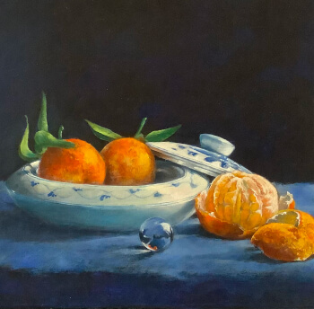 Mandarijntjes, 2024 - 40x30 - olie op paneel